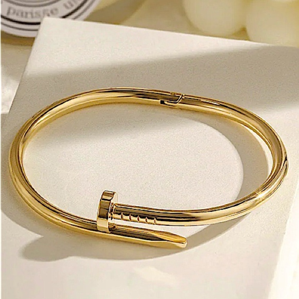 Gold Nail Bangle Bracelet